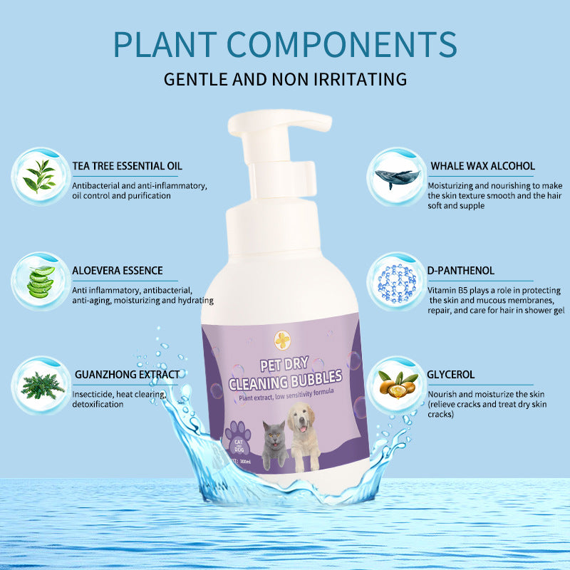Cross-Border English Pet No-Rinse Foam Dog No-Rinse Bath Shampoo Antibacterial Anti-Itch Cat Dry Cleaning Foam In Stock