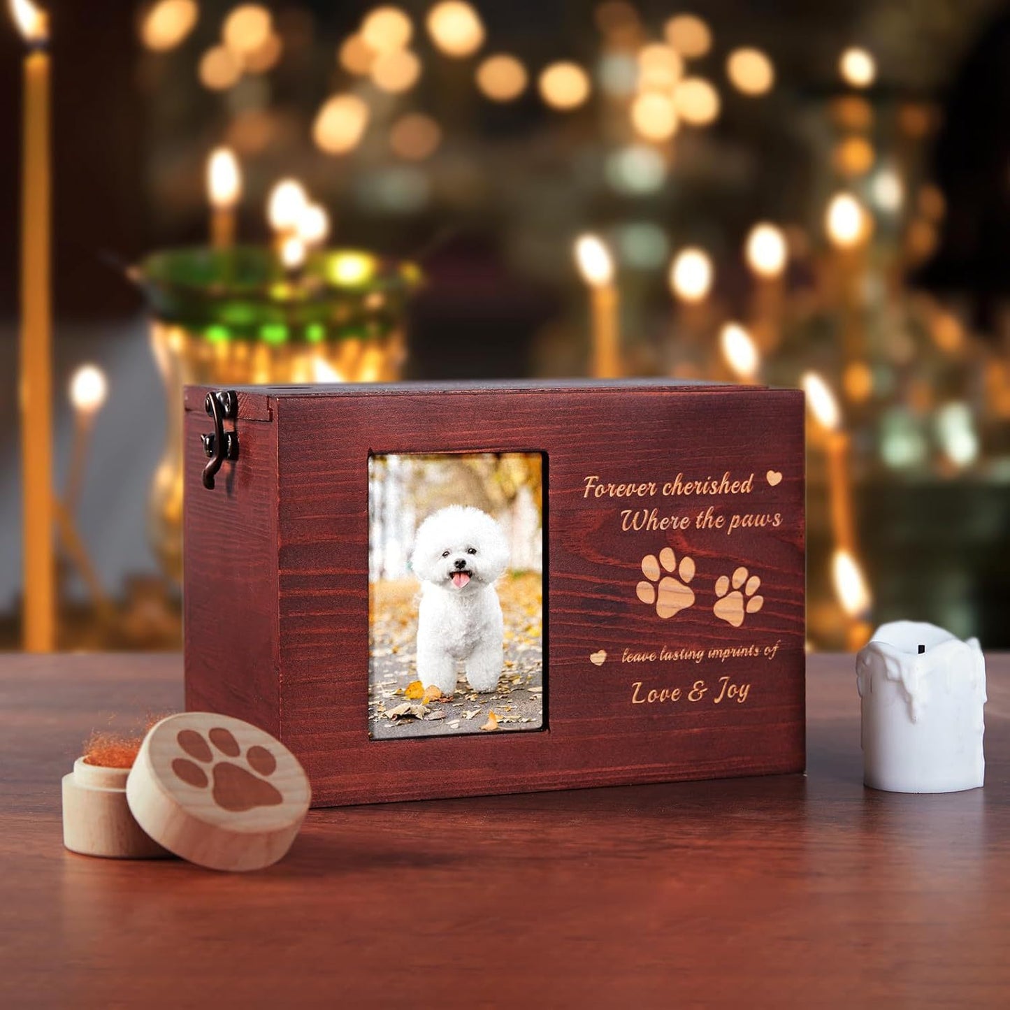 Cross-Border Wooden Pet Cinerary Casket Can Hold Photos Insect-Proof Coffin Box Pet Funeral Products Coffin Memorial Box