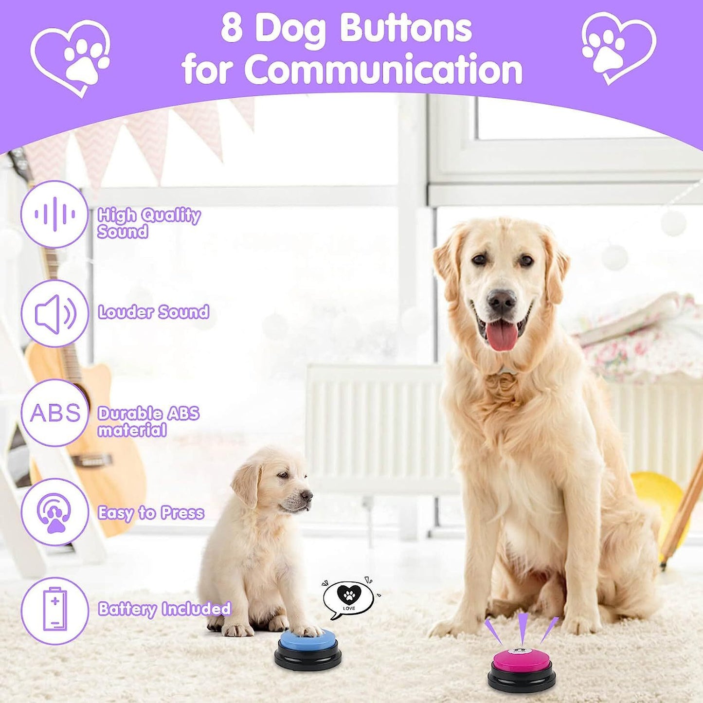 Amazon Pet Communication Button Dog Talking Interactive Training Sound Button Recording Sound Device Squeeze Box