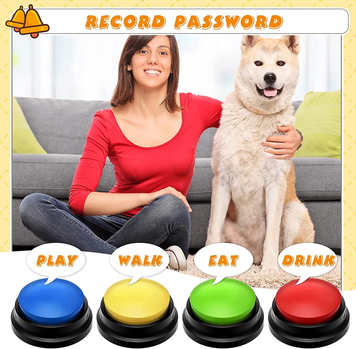Amazon Pet Communication Button Dog Talking Interactive Training Sound Button Recording Sound Device Squeeze Box