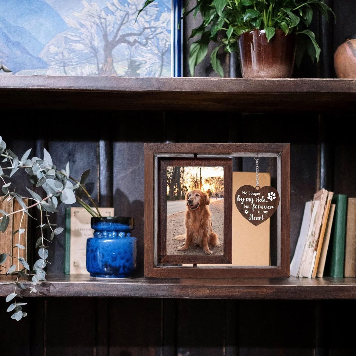 Rotating Commemorative Photo Frame Dog Cat Pet Photo Frame4*6Photo Rotating Wooden Double-Sided Frame Dog Customizable Engraving Available