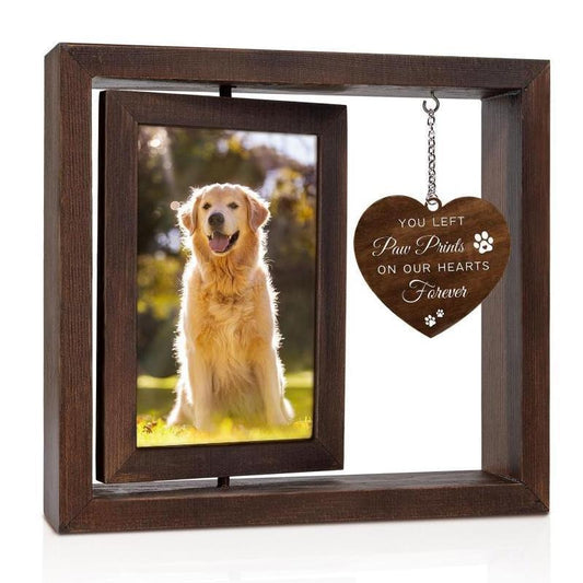 Rotating Commemorative Photo Frame Dog Cat Pet Photo Frame4*6Photo Rotating Wooden Double-Sided Frame Dog Customizable Engraving Available