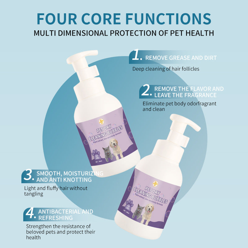 Cross-Border English Pet No-Rinse Foam Dog No-Rinse Bath Shampoo Antibacterial Anti-Itch Cat Dry Cleaning Foam In Stock