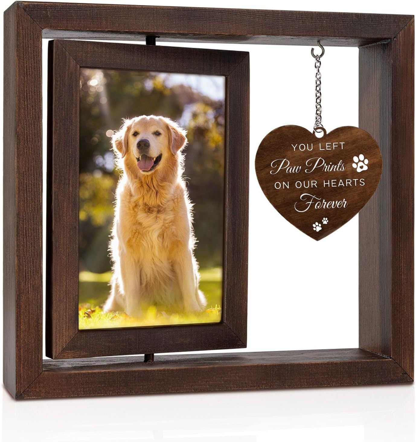 Rotating Commemorative Photo Frame Dog Cat Pet Photo Frame4*6Photo Rotating Wooden Double-Sided Frame Dog Customizable Engraving Available