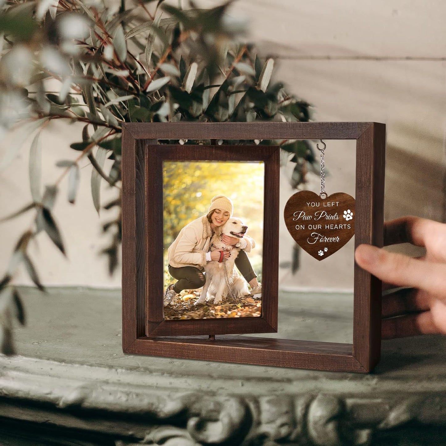 Rotating Commemorative Photo Frame Dog Cat Pet Photo Frame4*6Photo Rotating Wooden Double-Sided Frame Dog Customizable Engraving Available