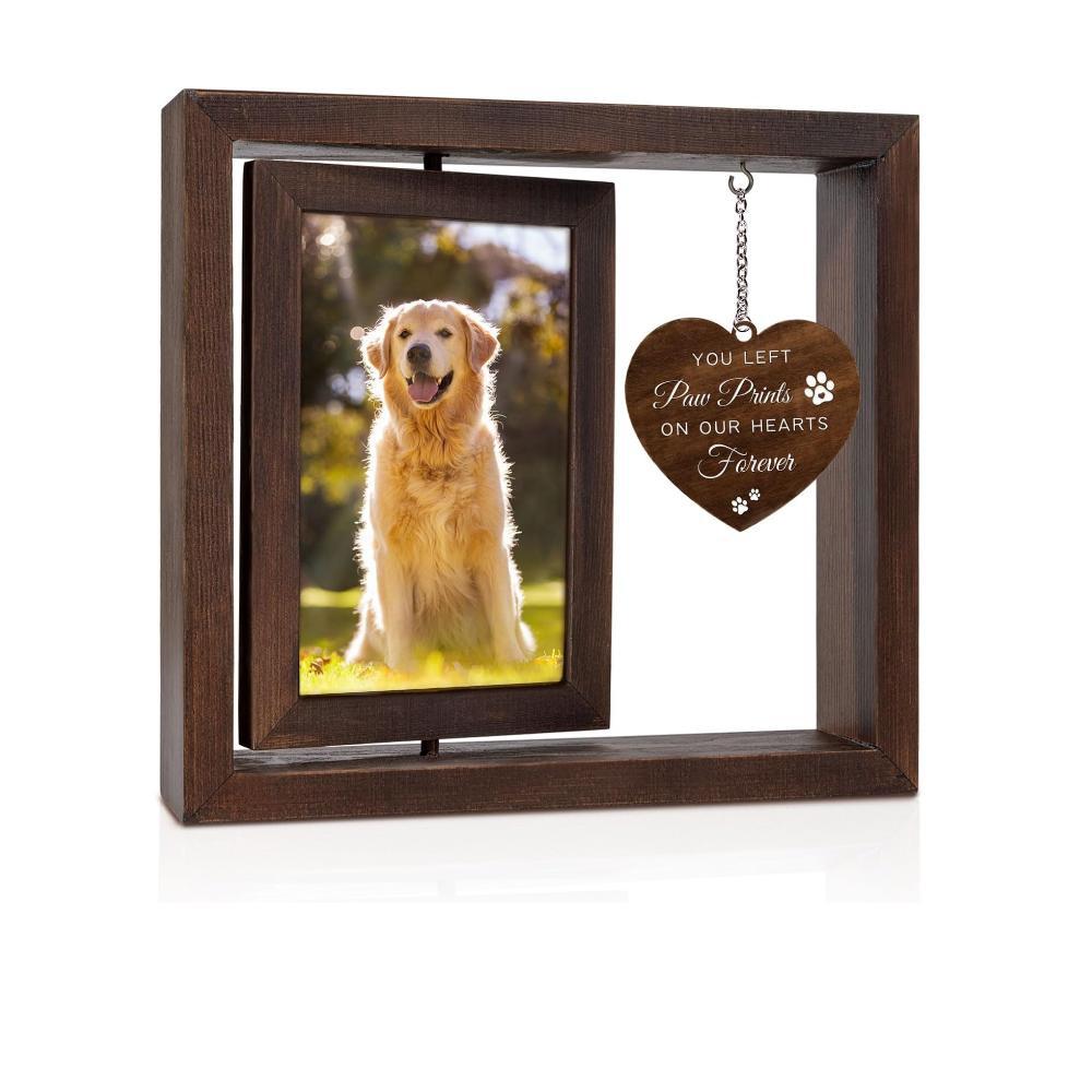 Rotating Commemorative Photo Frame Dog Cat Pet Photo Frame4*6Photo Rotating Wooden Double-Sided Frame Dog Customizable Engraving Available