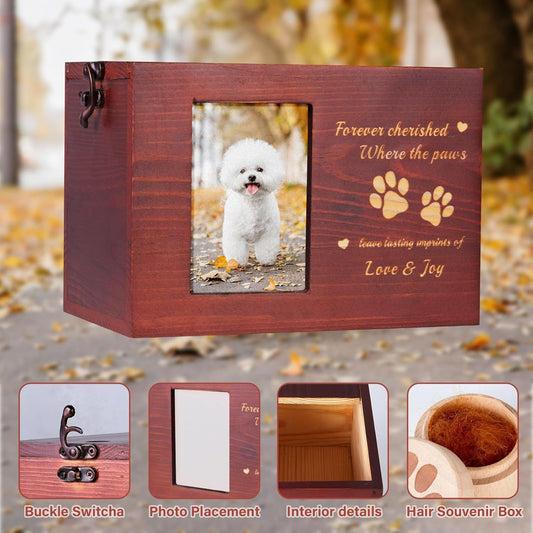 Cross-Border Wooden Pet Cinerary Casket Can Hold Photos Insect-Proof Coffin Box Pet Funeral Products Coffin Memorial Box